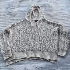 POL Chunky Popcorn Knit Hooded Sweater Oatmeal Cozy Boho Boutique M